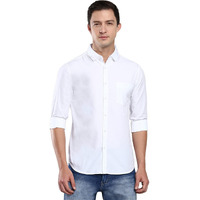 Dennis Lingo Men's Cotton White Solid Casual Shirt (C301_White_L)