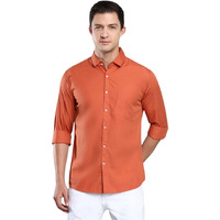 Dennis Lingo Men's Solid Dusty Orange Casual Shirt (AZ301_Dusty Orange_S)