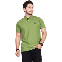 BAGHADBILLO Regular Fit Mandarin Collar T-Shirt Tee for Men & Boys