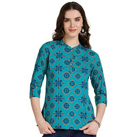Amazon Brand - Myx Women's Cotton Regular Kurti (SS19MYXTP019C3_Teal 2_XXXX-Large)