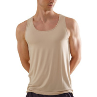 DAMENSCH Men's Rayon Fabric NEO-Skin Anti-Microbial Slub - Anti-Odour-Bamboo - Round Neck Vest, Breezy Beige- Small