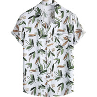 Leriya Fashion Shirt For Men | Tropical Leaf Printed Rayon Shirts For Men | Preppy Short Sleeves | Spread Collared Neck | Perfect For Outing | Beach | Camp Wear Shirt For Boys (X-Large, White-Green)