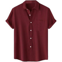 TAGDO Men's Solid Shirt with Chest Pocket Short Sleeve Shirt for Summer Outdoor Activities (Sugar-Shirt-5182-Maroon-XXL)