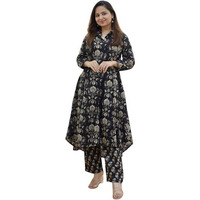 GRECIILOOKS Womens A-Line Rayon Regular Fit Co-Ord Set (Black, XX-Large)