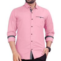 CB-COLEBROOK Men Regular Fit Solid Spread Collar Casual Shirt (XX-Large, Pink Pearl)