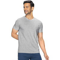 XYXX Men's Solid Regular Fit T-Shirt (XY_CR15_Tshirt_1_Heather Grey