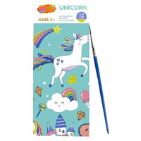 GLUN Watercolour Painting Notepad for Kids 12 Different Pages, Water Painting Book with Water Colour with Painting Brush, Different Theme (Unicorn)