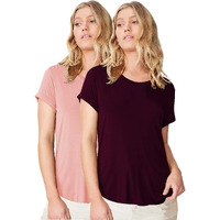 Fabricorn Women's T-Shirts (CMB01_Wine_DustyRose_UpDown_3XL_3XL_Wine Dusty Rose_XXX-Large)