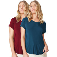 Fabricorn Stylish Combo of Plain Airforce Blue and Maroon Color Up and Down Cotton Tshirt for Women (Maroon and Airforce Blue, X-Large)