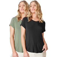 Fabricorn Women's T-Shirts (CMB01_Blk_SageGrn_UpDown_XL_Black & Sage Green_X-Large)