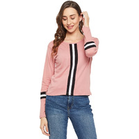Fabricorn Solid DustyRose Full Sleeve Stylish Round Neck Cotton Tshirt for Women (DustyRose, Medium)