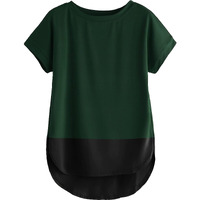 Fabricorn Women's Black & Green Solid Regular Fit Casual T-Shirt, 3XL Size