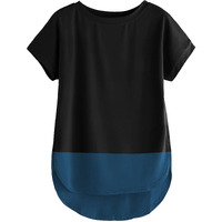 Fabricorn Plain Upper Black and Lower Airforce Blue Round Neck Up and Down Cotton Tshirt for Women (Black & Airforce Blue, Small)
