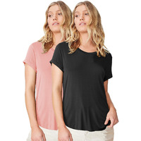 Fabricorn Women's T-Shirts (CMB01_Blk_DustyRose_UpDown_S_Black Dusty Rose_Small)
