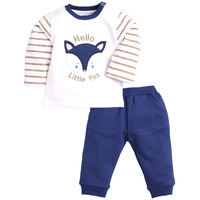 BABY GO 3-6M/6-12M/12-18M/18-24M Full Sleeves 100% Soft Cotton Clothing Set for Baby Boys (Navy Blue)
