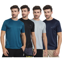 FTX Men Drifit Round Neck Half Sleeve Regular Fit Tshirt Pack of 4(723_2_5_6_7)_M, Light Grey