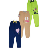 KYDA KIDS 100% Girls Cotton Printed Track Pants (Pack of 3)