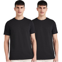 Amazon Brand - Symbol Men's Cotton T Shirt | Round Neck | Half Sleeve | Plain | Combo Pack of 2 - Regular Fit (Available in Plus Size) (BLACK_M)