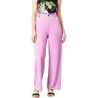 KOTTY Women's High Rise Cotton Blend Relaxed Fit Trousers Lavender Purple