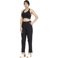 DIGITAL SHOPEE Women's Regular Fit Cotton Trouser (DS-TC1-BLACK-XXL_Black_2XL)