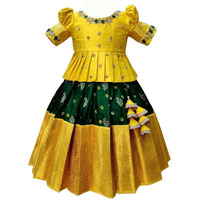 White Button Girl's Polyester Blend Readymade Lehenga Choli (Baby Jecq Lemon Choli-18-24 Months 18 Months-24