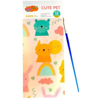 GLUN Watercolour Painting Notepad for Kids 12 Different Pages, Water Painting Book with Water Colour with Painting Brush, Different Theme (Cute-Pet)