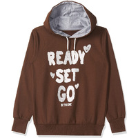 T2F Girl's Cotton Hooded Neck Regular Sweatshirt (Gls-Ss-38_Brown_3-4 Years)
