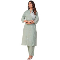 FABNEX kurta set for women | women embroidered kurta set | Women Kurta Sets Kurtis | Women Kurta Pant Set (K-34-38) (XL, Pista)