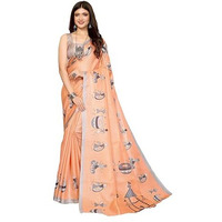 Yashika Women's Elegant Printed Art Silk Saree with Matching Blouse Material-Perfect for Festive Special Occasions, Exquisite Design and Vibrant Colors (AZ-YS-P1-DHOLKI-Parent_Orange)
