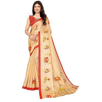 Yashika Women's Elegant Printed Art Silk Saree with Matching Blouse Material-Perfect for Festive Special Occasions, Exquisite Design and Vibrant Colors (AZ-YS-P1-DHOLKI-Parent_Gold)