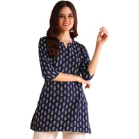 DSK Studio Women's Poly Rayon Regular Short Kurti (KU1011-Blue-M_Blue