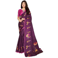 Yashika Women's Elegant Printed Art Silk Saree with Matching Blouse Material-Perfect for Festive Special Occasions, Exquisite Design and Vibrant Colors (AZ-YS-P1-DHOLKI-Parent_Purple)