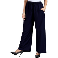BENKILS Women's Cotton Reyon Regular Fit Palazzo Pants - Available Size - M, L, XL, 2XL, 3XL,4XL (XL, Blue)