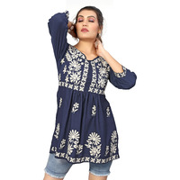 Bee M Pee Designer Short Kurti Tops for Jeans for Women I Chikankari Rayon Cotton Long Kurta Kurti for Women I Stylish wear Kurti top for Girls