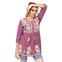 Bee M Pee Designer Short Kurti Tops for Jeans for Women I Chikankari Rayon Cotton Long Kurta Kurti for Women I Stylish wear Kurti top for Girls