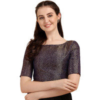 OOMPH! Jacquard Blue Readymade Blouse for Women - rbbl78s