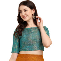 OOMPH! Jacquard Blue Readymade Blouse for Women - rbbl82l
