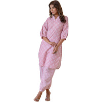 LookMark Women's Latest Printed Cotton Blend Straight Kurta and Afghani Pant Set Perfect for Casual and Office Wear (AZ-LM-P1-KS2070 Peach-XXL)