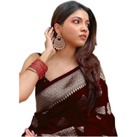 Yashika Women's Banarasi Kanjivaram Saree with Blouse Material (Maroon)