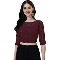Pujia Mills Blouse for Women Blouse Readymade Stylish Design Blouses for Women Readymade Blouse for Women Stylish Fancy Blouse Stitched Blouse for Women Saree Blouse Maroon Blouse Readymade