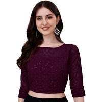 Pujia Mills Blouse for Women Blouse Readymade Stylish Design Blouses for Women Readymade Blouse for Women Stylish Fancy Blouse Stitched Blouse for Women Saree Blouse Wine Colour Blouse Readymade