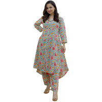 Leriya Fashion Ethnic Co Ord Set for Women Kurta Set for Women | 2 Piece Kurta Set | Kurta with Pant for Women (X-Large, Multicolor) LF-W1837&TR894