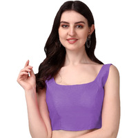 Pujia Mills Women's Deep Neck Silk Sleeveless Readymade Blouse (Sando Lavender, 32)