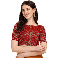 OOMPH! Jacquard Red Readymade Blouse for Women - rbbl89xl