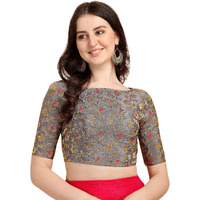 OOMPH! Jacquard Grey Readymade Blouse for Women - rbbl85s