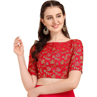 OOMPH! Jacquard Red Readymade Blouse for Women - rbbl88m