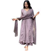 ANNI DESIGNER Women's Rayon Blend Floral Regular Kurta with Pant & Dupatta (SHARMI Lavender