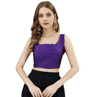 Womanista Women's Tafeta Solid Sleeveless Regular Fit Sequinned Blouse (BLS_47_Violet M)