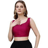 Womanista Women's Taffeta Solid Sleeveless Regular Fit Sequinned Blouse (BL_41_Pink S)