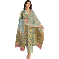FABNEX kurta set for women | Women Kurta | Women Kurta Sets Kurtis | Women Kurta Pant Set | Women Kurta Pant Set Women Kurti Set with Pant (K-73-Green-M)